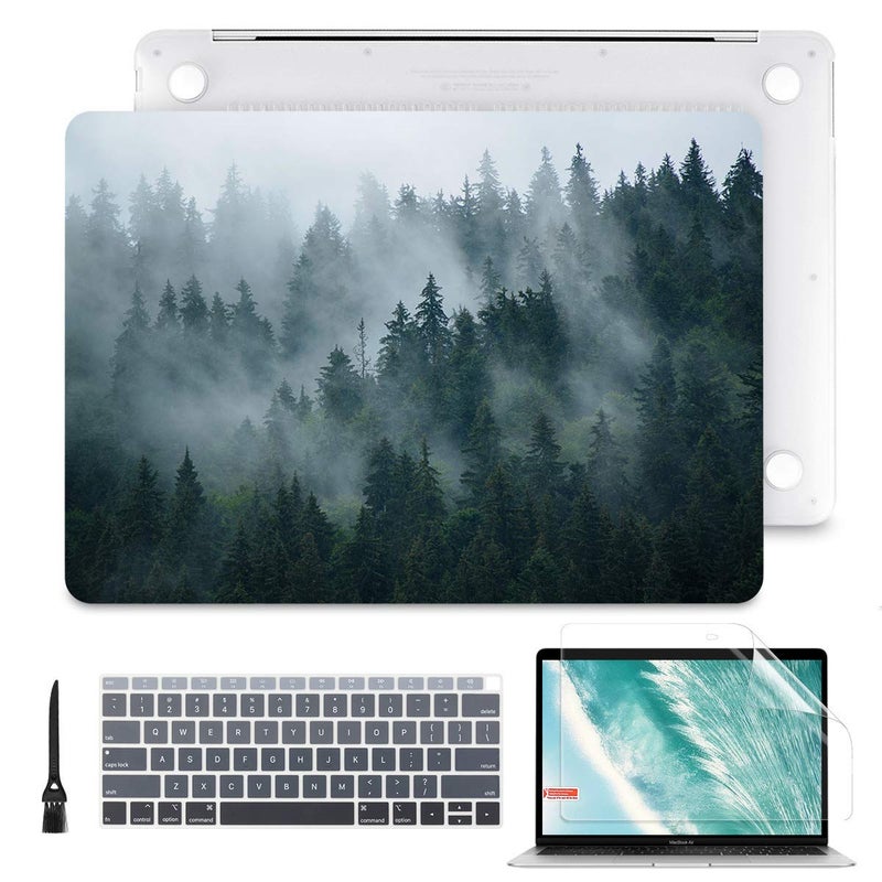Batianda Laptop Case for MacBook Air 13 2020 2019 2018 with Touch ID & Retina (A2337 A2179 A1932) Floral Series Clear Hard Shell with Keyboard Cover Screen Protector for New Mac Air 13.3 inch, Forest - Image 1